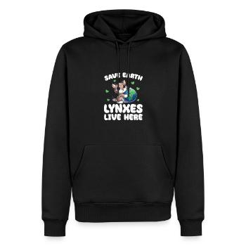 Rettet die Erde Luchse leben hier Earth Day - Männer Premium Bio Hoodie - Schwarz - Vorne - Nico (187cm)