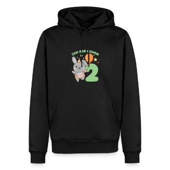 Ich bin schon 2 Hasen Geburtstags Kinder - Männer Premium Bio Hoodie - Schwarz - Vorne - Nico (187cm)