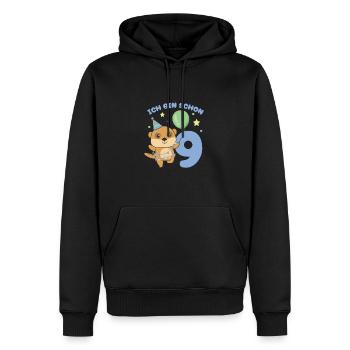 J’ai déjà 9 ans d’anniversaire suricate - Sweat à capuche Premium bio Homme - noir - Devant - Nico (187cm)