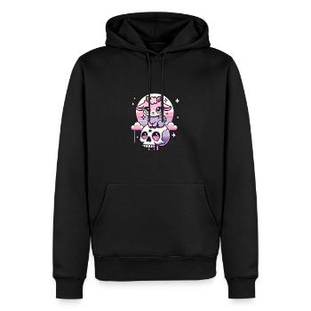 Kawaii Pastel Goth Mignon Creepy Chèvre Chauve-souris - Sweat à capuche Premium bio Homme - noir - Devant - Nico (187cm)