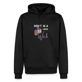 Faultier Halloween Hexen don't be a basic witch - Männer Premium Bio Hoodie - Schwarz - Vorne - Nico (187cm)