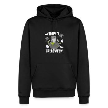 Hippo Happy Halloween Hexenkessel Fledermaus - Männer Premium Bio Hoodie - Schwarz - Vorne - Nico (187cm)