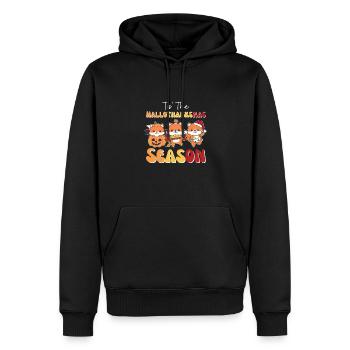 Tis' Le Renard de la saison Hallothanksmas - Sweat à capuche Premium bio Homme - noir - Devant - Nico (187cm)