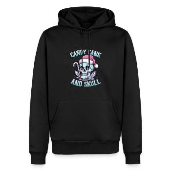 Candy Cane And Skull Pastel Goth Christmas Skull - Men’s Premium Organic Hoodie - black - Front - Nico (187cm)
