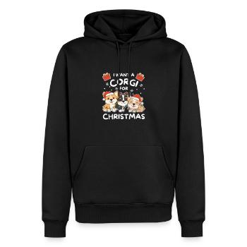 Je veux un corgi pour Noël chiens mignons - Sweat à capuche Premium bio Homme - noir - Devant - Nico (187cm)