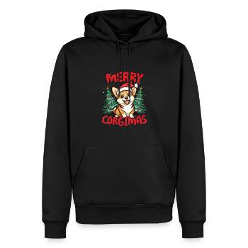 Joyeux Corgimas Drôle Corgi Noël - Sweat à capuche Premium bio Homme - noir - Devant - Nico (187cm)