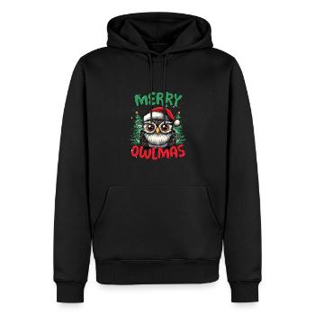 Joyeux hiboux drôles Noël - Sweat à capuche Premium bio Homme - noir - Devant - Nico (187cm)