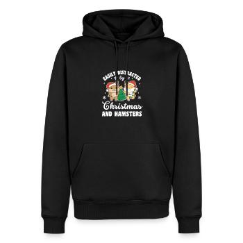 Facilement distrait par Noël et la thésaurisation - Sweat à capuche Premium bio Homme - noir - Devant - Nico (187cm)