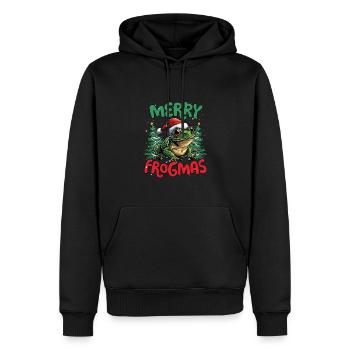 Merry Frogmas Drôle de grenouilles Noël - Sweat à capuche Premium bio Homme - noir - Devant - Nico (187cm)