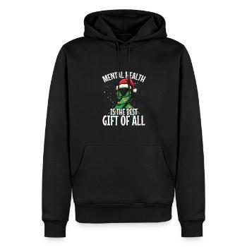 La santé mentale est le meilleur cadeau de tout le monde - Sweat à capuche Premium bio Homme - noir - Devant - Nico (187cm)