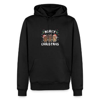 Joyeux Noël Ours Doux Ours de Noël - Sweat à capuche Premium bio Homme - noir - Devant - Nico (187cm)