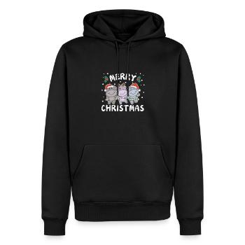 Joyeux Noël Hippopotame doux Hippopotames de Noël - Sweat à capuche Premium bio Homme - noir - Devant - Nico (187cm)