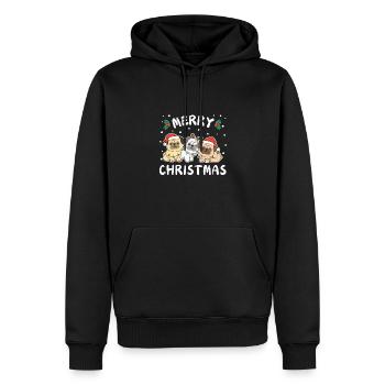 Joyeux Noël Mignon Carlin Chiens de Noël - Sweat à capuche Premium bio Homme - noir - Devant - Nico (187cm)