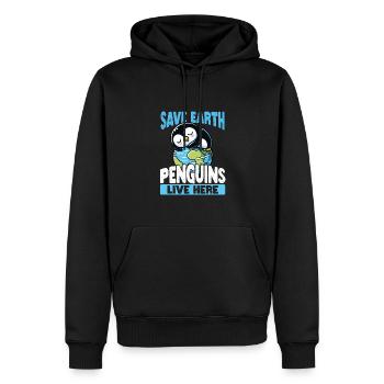 Rettet die Erde Pinguine leben hier Earth Day - Männer Premium Bio Hoodie - Schwarz - Vorne - Nico (187cm)