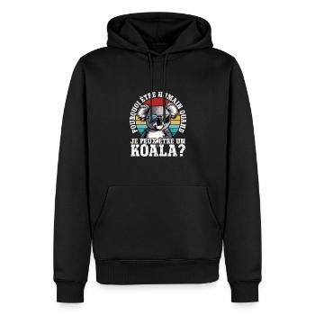 Pourquoi être humain quand je peux être un koala ? - Sweat à capuche Premium bio Homme - noir - Devant - Nico (187cm)