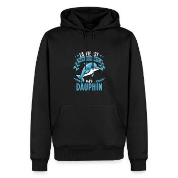 La vie est meilleure avec un dauphin - süßer - Männer Premium Bio Hoodie - Schwarz - Vorne - Nico (187cm)