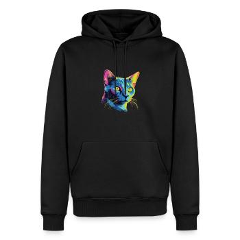 Katze Wasserfarben bunte Russisch Blau - Männer Premium Bio Hoodie - Schwarz - Vorne - Nico (187cm)