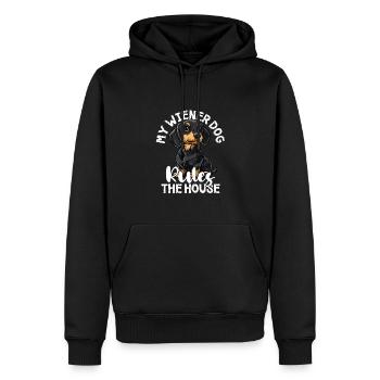 Dackel Dog Wiener Dog Rules the House - Männer Premium Bio Hoodie - Schwarz - Vorne - Nico (187cm)