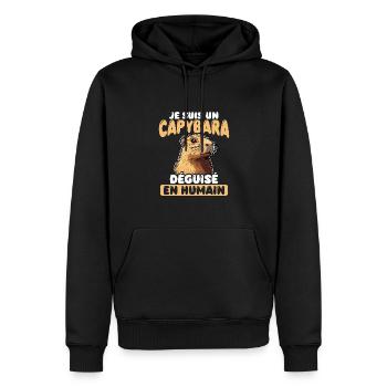 Ich bin ein als Mensch verkleideter Capybara - Männer Premium Bio Hoodie - Schwarz - Vorne - Nico (187cm)
