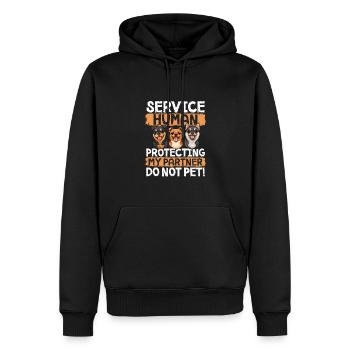 Service Humain Protection Mon partenaire Ne caressez pas ! - Sweat à capuche Premium bio Homme - noir - Devant - Nico (187cm)
