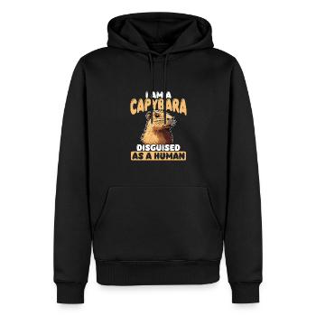 Ich bin ein als Mensch verkleideter Capybara - Männer Premium Bio Hoodie - Schwarz - Vorne - Nico (187cm)