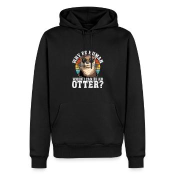 Warum ein Mensch sein wenn ich ein Otter sein - Männer Premium Bio Hoodie - Schwarz - Vorne - Nico (187cm)