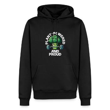 Pflanzlicher Und Stolzer Brokkoli Beim Heben Von - Männer Premium Bio Hoodie - Schwarz - Vorne - Nico (187cm)