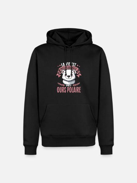 La vie est meilleure avec un ours polaire - sweeter - Men’s Premium Organic Hoodie - black