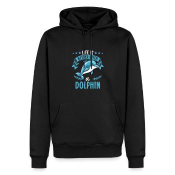 La vie est meilleure avec un dauphin - plus douce - Sweat à capuche Premium bio Homme - noir - Devant - Nico (187cm)