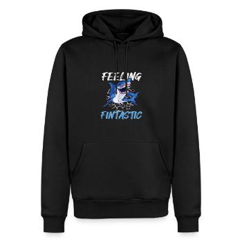 Fintastic Haifisch Lustig - Männer Premium Bio Hoodie - Schwarz - Vorne - Nico (187cm)