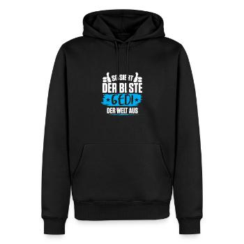 Göd Taufged - So Sieht Der beste Gedi Der Welt Aus - Männer Premium Bio Hoodie - Schwarz - Vorne - Nico (187cm)