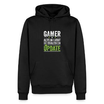 Gamer Zocker Altern Nicht Sie Erhalten Ein Level - Männer Premium Bio Hoodie - Schwarz - Vorne - Nico (187cm)