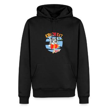 Kirschfestliebe Herz Kirsche Katze zum Kirschfest - Männer Premium Bio Hoodie - Schwarz - Vorne - Nico (187cm)
