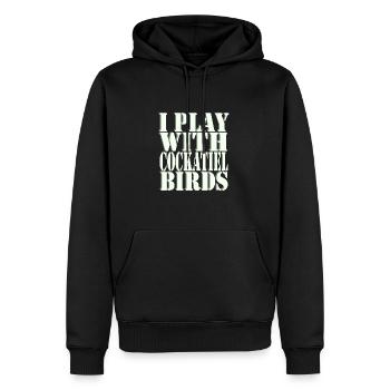 Je joue avec Cockatiel - Sweat à capuche Premium bio Homme - noir - Devant - Nico (187cm)