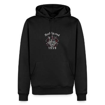 1959 anniversaire Rock légendes guitare - Sweat à capuche Premium bio Homme - noir - Devant - Nico (187cm)