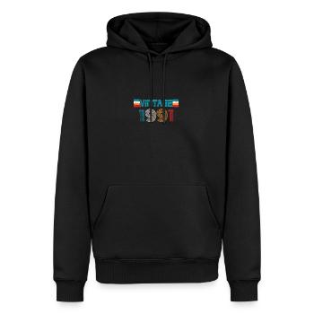Millésime anniversaire 1991 - Sweat à capuche Premium bio Homme - noir - Devant - Nico (187cm)