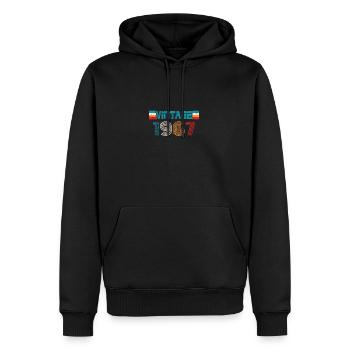 Millésime anniversaire 1967 - Sweat à capuche Premium bio Homme - noir - Devant - Nico (187cm)