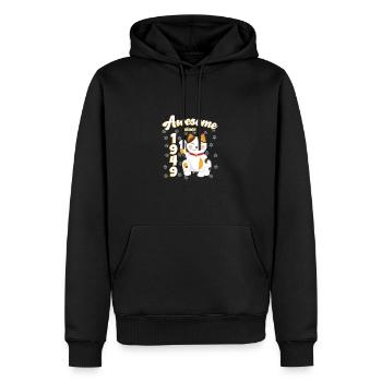 1949 Geburtstag Awesome since Katze Maneki neko - Männer Premium Bio Hoodie - Schwarz - Vorne - Nico (187cm)