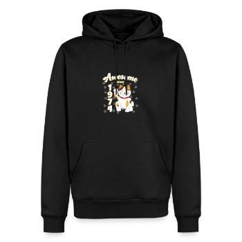 1974 Anniversaire Génial depuis Chat Maneki neko - Sweat à capuche Premium bio Homme - noir - Devant - Nico (187cm)