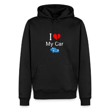 I Love My Car (Vintage Oldtimer, weiße Schrift) - Männer Premium Bio Hoodie - Schwarz - Vorne - Nico (187cm)