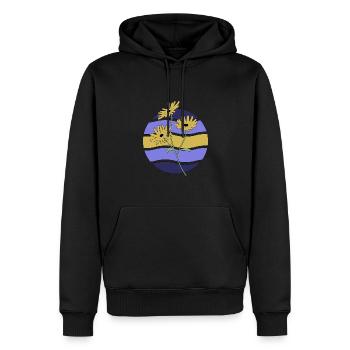 Minimal Blume Wellen Muster Urlaub Ferien Sommer - Männer Premium Bio Hoodie - Schwarz - Vorne - Nico (187cm)