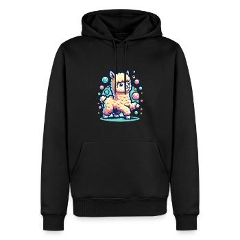 Alpaka Lama für Alpakaliebhaber - Männer Premium Bio Hoodie - Schwarz - Vorne - Nico (187cm)