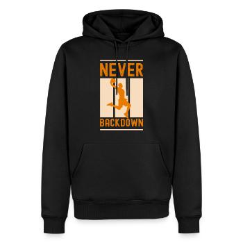 never backdown (Basket ball) - Sweat à capuche Premium bio Homme - noir - Devant - Nico (187cm)