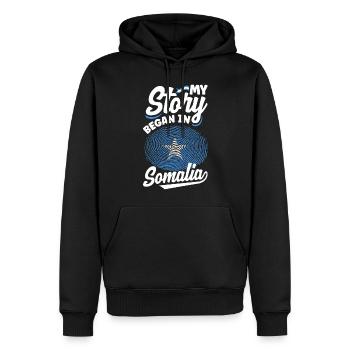 Somalie Somalie Drapeau somalien Mon histoire a commencé en - Sweat à capuche Premium bio Homme - noir - Devant - Nico (187cm)