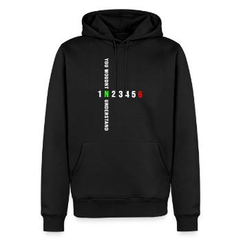 Moto motocycliste motard moto 6 vitesses N - Sweat à capuche Premium bio Homme - noir - Devant - Nico (187cm)