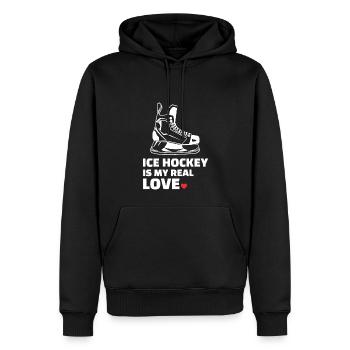 Ich Liebe Eishockey - Männer Premium Bio Hoodie - Schwarz - Vorne - Nico (187cm)