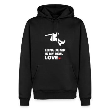 Ich Liebe Weitsprung - Männer Premium Bio Hoodie - Schwarz - Vorne - Nico (187cm)