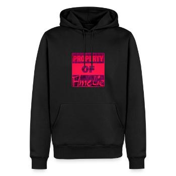 Besitz von Amelie - Männer Premium Bio Hoodie - Schwarz - Vorne - Nico (187cm)