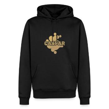 Prénom Caspar - Sweat à capuche Premium bio Homme - noir - Devant - Nico (187cm)