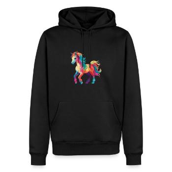 Buntes Pony - Männer Premium Bio Hoodie - Schwarz - Vorne - Nico (187cm)